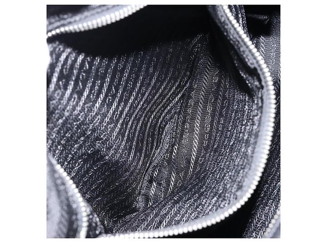 Borsa a tracolla PRADA in nylon nero e argento, autentica 156018 - vista 21