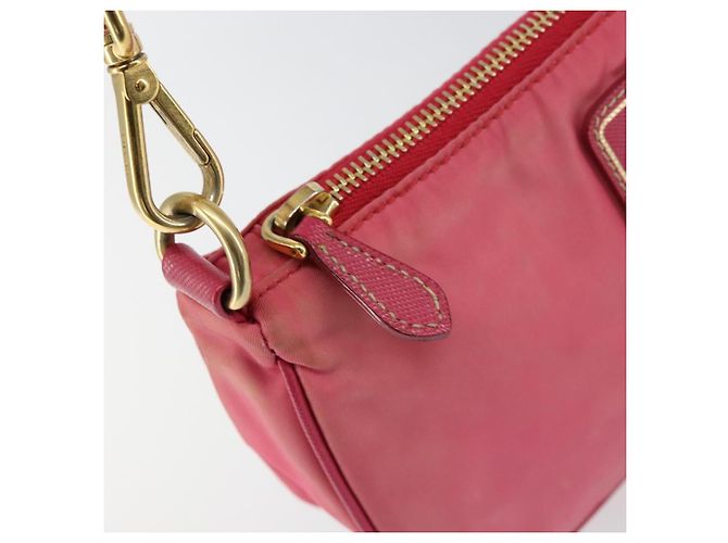 Borsa a tracolla PRADA in nylon e pelle, rosa e oro, autentica 155082 - vista 10
