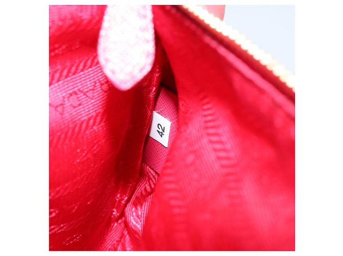 Borsa a tracolla PRADA in nylon e pelle, rosa e oro, autentica 155082 - vista 12