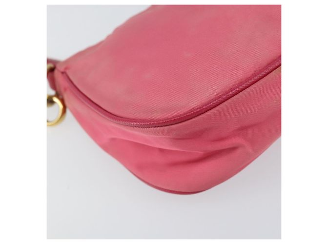 Borsa a tracolla PRADA in nylon e pelle, rosa e oro, autentica 155082 - vista 14