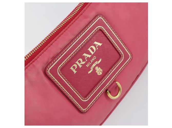 Borsa a tracolla PRADA in nylon e pelle, rosa e oro, autentica 155082 - vista 17