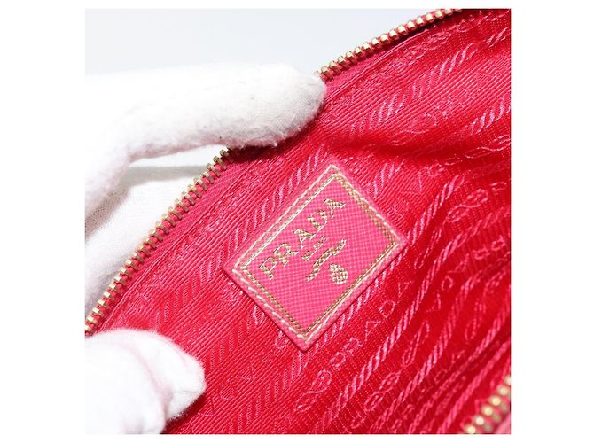 Borsa a tracolla PRADA in nylon e pelle, rosa e oro, autentica 155082 - vista 18