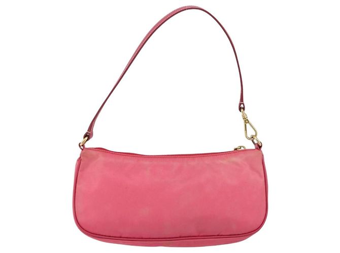 Borsa a tracolla PRADA in nylon e pelle, rosa e oro, autentica 155082 - vista 2