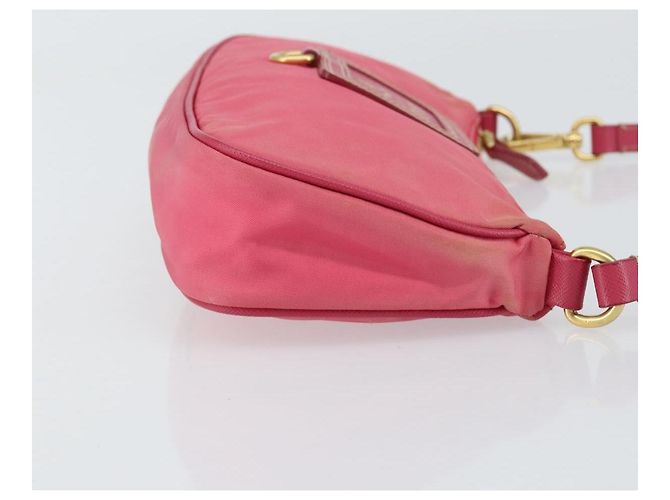Borsa a tracolla PRADA in nylon e pelle, rosa e oro, autentica 155082 - vista 3