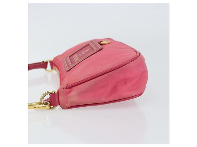 Borsa a tracolla PRADA in nylon e pelle, rosa e oro, autentica 155082 - vista 4