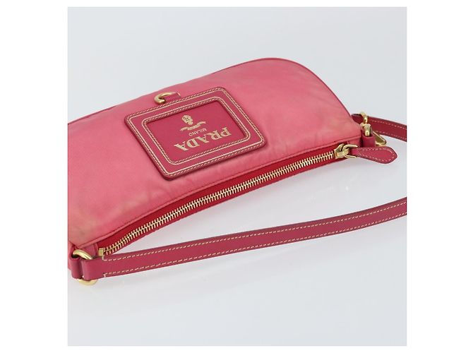 Borsa a tracolla PRADA in nylon e pelle, rosa e oro, autentica 155082 - vista 6