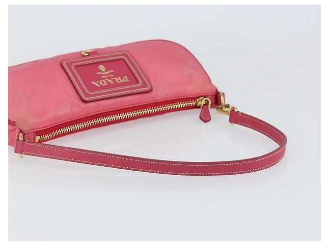 Borsa a tracolla PRADA in nylon e pelle, rosa e oro, autentica 155082 - vista 7
