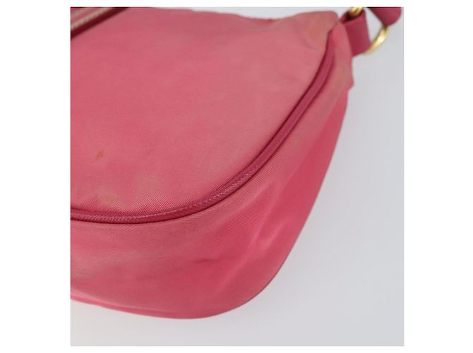Borsa a tracolla PRADA in nylon e pelle, rosa e oro, autentica 155082 - vista 9