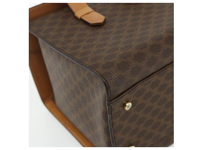 Céline CELINE Macadam Canvas Hand Bag PVC Leather Brown Gold - vista 11