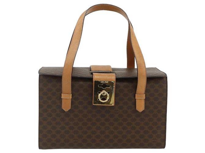 Céline CELINE Macadam Canvas Hand Bag PVC Leather Brown Gold - vista 2