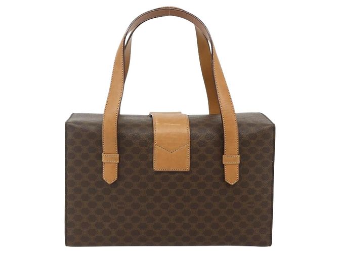 Céline CELINE Macadam Canvas Hand Bag PVC Leather Brown Gold - vista 3