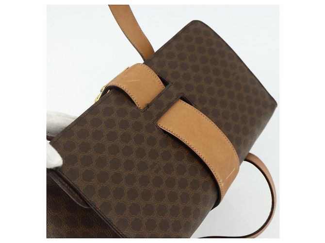 Céline CELINE Macadam Canvas Hand Bag PVC Leather Brown Gold - vista 6
