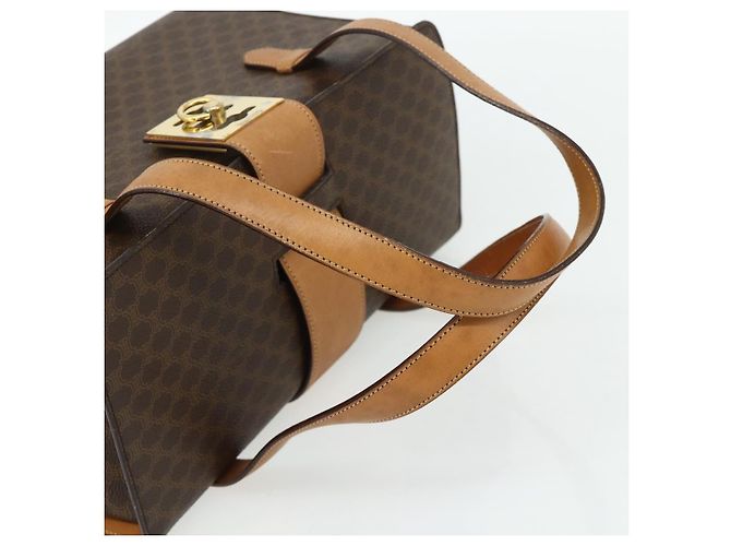 Céline CELINE Macadam Canvas Hand Bag PVC Leather Brown Gold - vista 7
