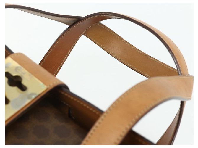 Céline CELINE Macadam Canvas Hand Bag PVC Leather Brown Gold - vista 8