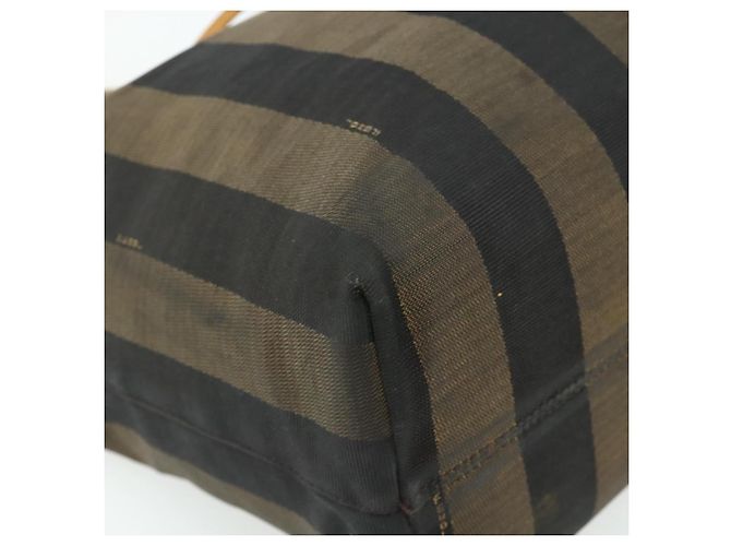 FENDI Pecan Canvas Tote Bag Brown Black - vista 11