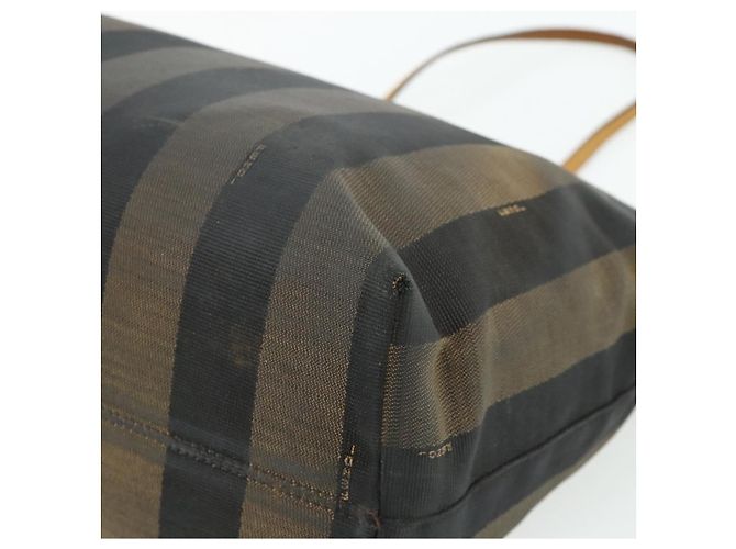 FENDI Pecan Canvas Tote Bag Brown Black - vista 12
