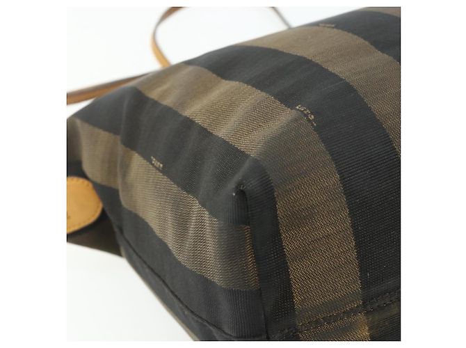 FENDI Pecan Canvas Tote Bag Brown Black - vista 13