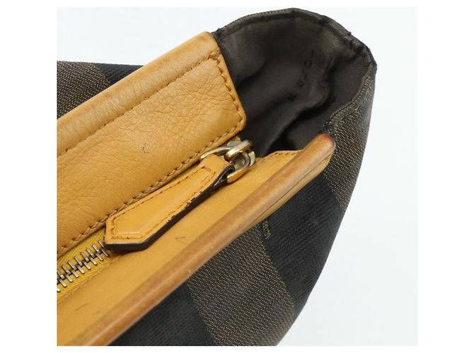 FENDI Pecan Canvas Tote Bag Brown Black - vista 14