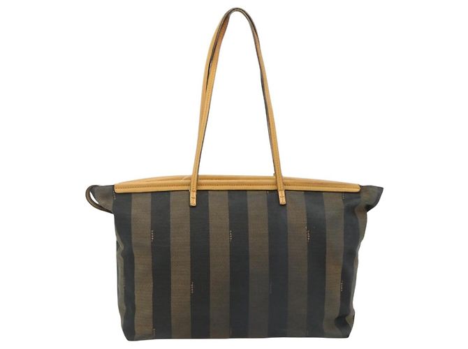 FENDI Pecan Canvas Tote Bag Brown Black - vista 3