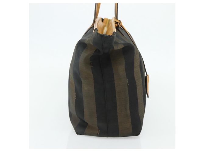 FENDI Pecan Canvas Tote Bag Brown Black - vista 4