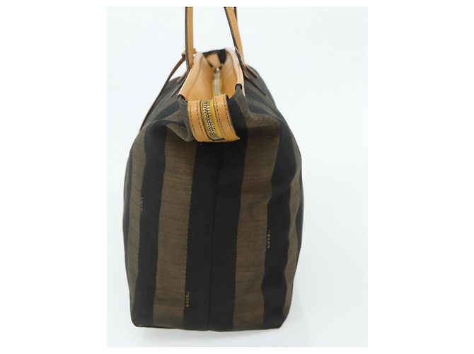 FENDI Pecan Canvas Tote Bag Brown Black - vista 5