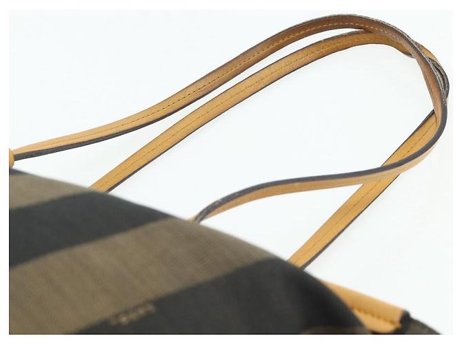 FENDI Pecan Canvas Tote Bag Brown Black - vista 8