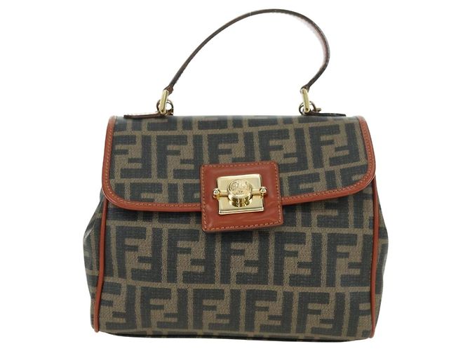 FENDI Zucca Canvas Shoulder Bag Black Brown - vista 2
