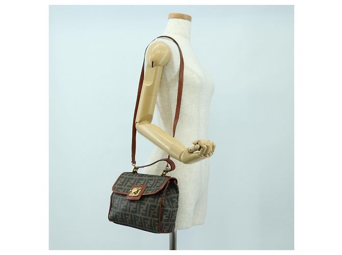 FENDI Zucca Canvas Shoulder Bag Black Brown - vista 26
