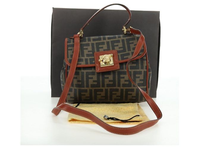 FENDI Zucca Canvas Shoulder Bag Black Brown - vista 27