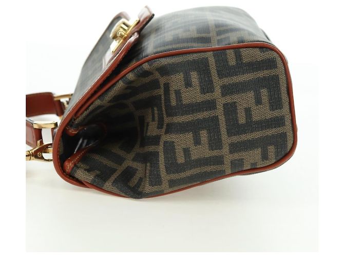FENDI Zucca Canvas Shoulder Bag Black Brown - vista 4