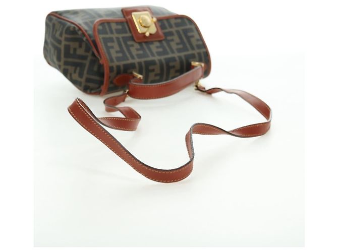 FENDI Zucca Canvas Shoulder Bag Black Brown - vista 9