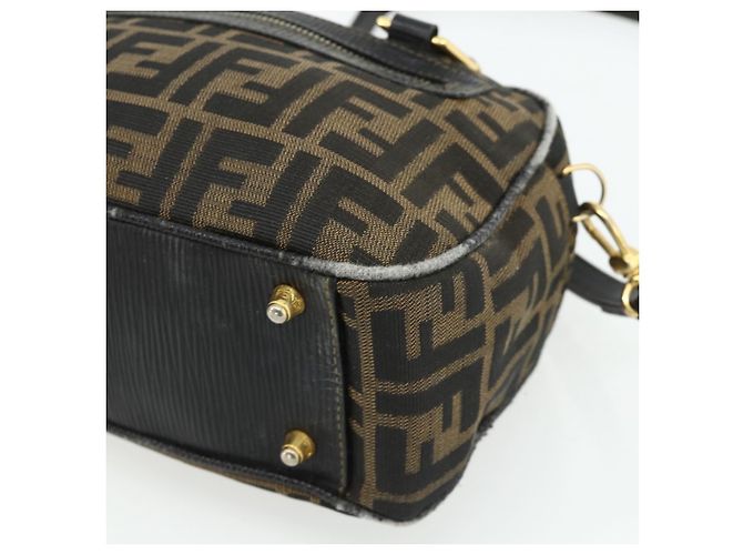 FENDI Zucca Canvas Hand Bag 2way Black Brown - vista 12