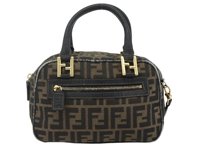 FENDI Zucca Canvas Hand Bag 2way Black Brown - vista 2