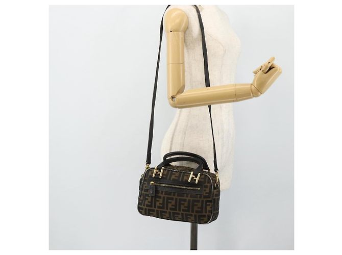 FENDI Zucca Canvas Hand Bag 2way Black Brown - vista 25