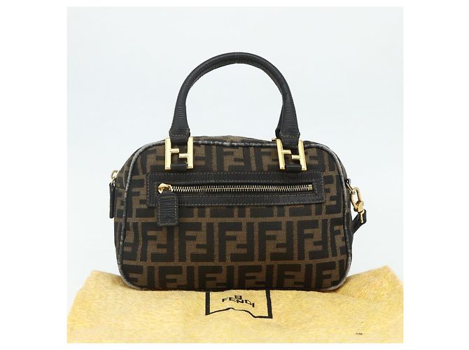FENDI Zucca Canvas Hand Bag 2way Black Brown - vista 26