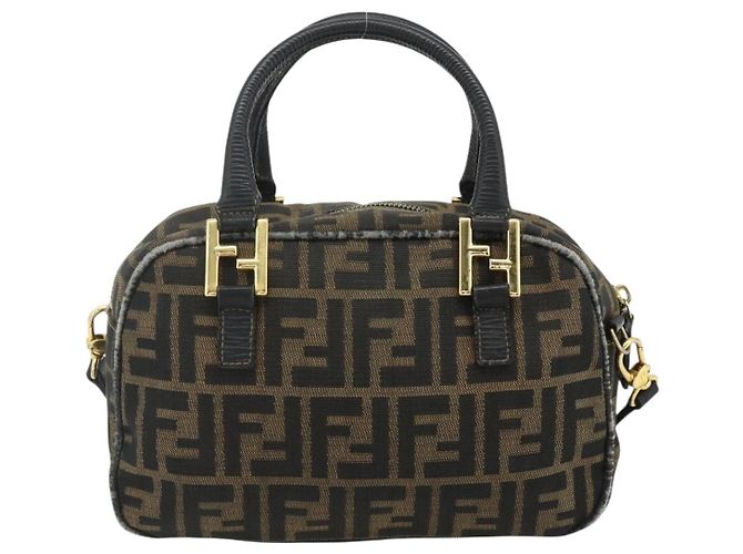 FENDI Zucca Canvas Hand Bag 2way Black Brown - vista 3