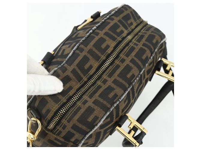 FENDI Zucca Canvas Hand Bag 2way Black Brown - vista 6