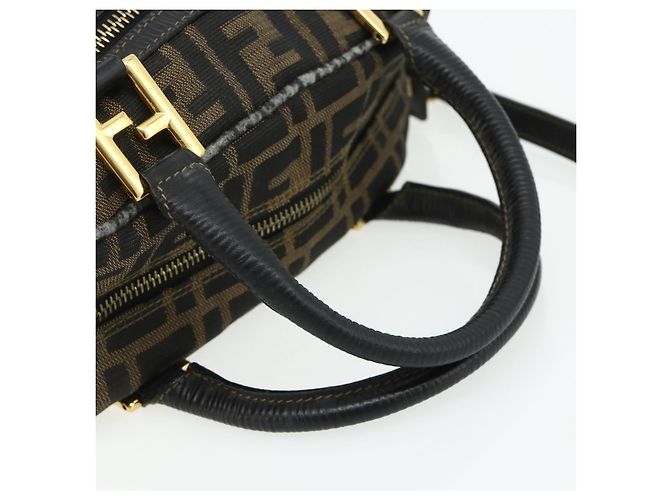 FENDI Zucca Canvas Hand Bag 2way Black Brown - vista 7