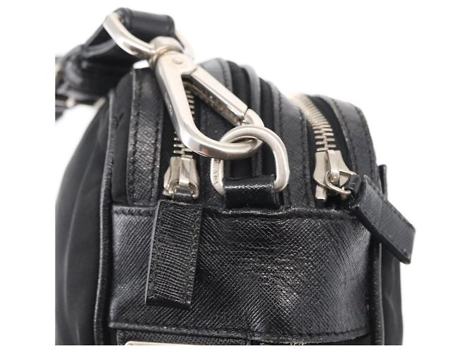Borsa a tracolla PRADA in nylon nero e argento, autentica 155226 - vista 10
