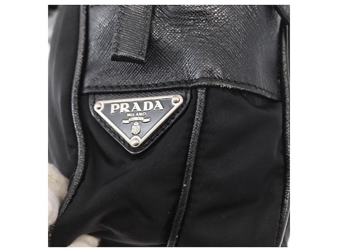 Borsa a tracolla PRADA in nylon nero e argento, autentica 155226 - vista 17