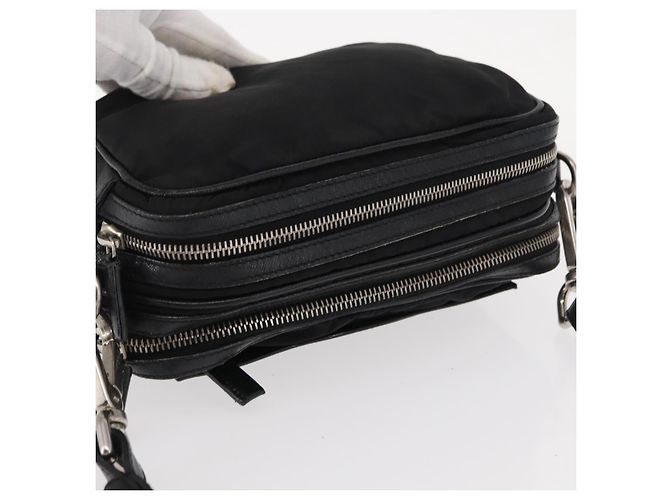 Borsa a tracolla PRADA in nylon nero e argento, autentica 155226 - vista 6