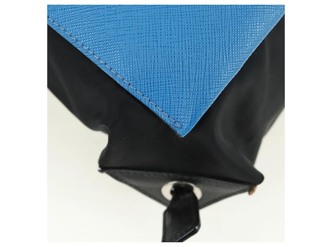 Zaino PRADA in nylon e pelle, nero, blu e argento, autentico 92876 - vista 19