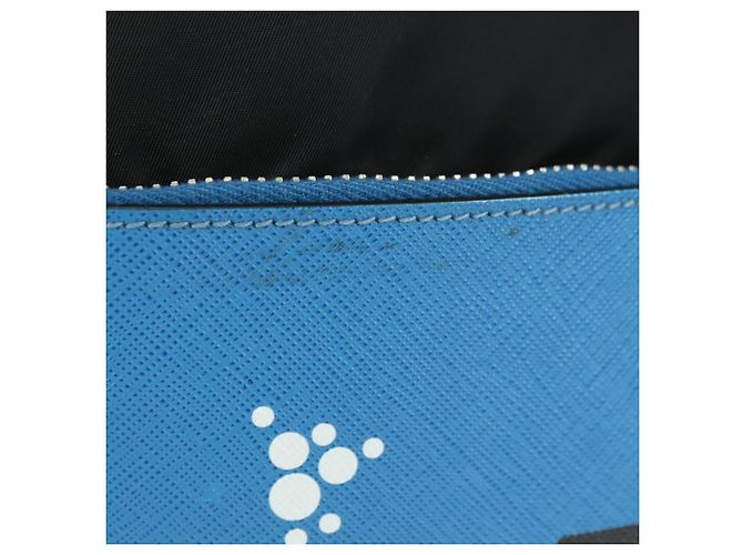 Zaino PRADA in nylon e pelle, nero, blu e argento, autentico 92876 - vista 2