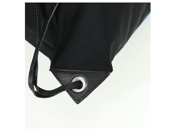 Zaino PRADA in nylon e pelle, nero, blu e argento, autentico 92876 - vista 20