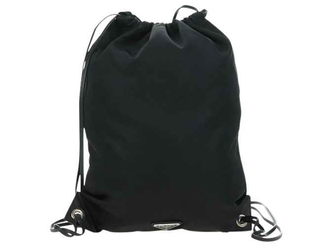 Zaino PRADA in nylon e pelle, nero, blu e argento, autentico 92876 - vista 4