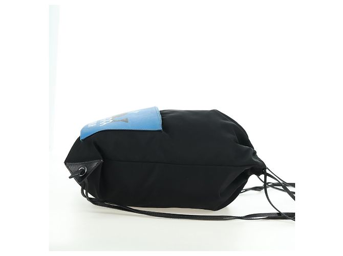 Zaino PRADA in nylon e pelle, nero, blu e argento, autentico 92876 - vista 7