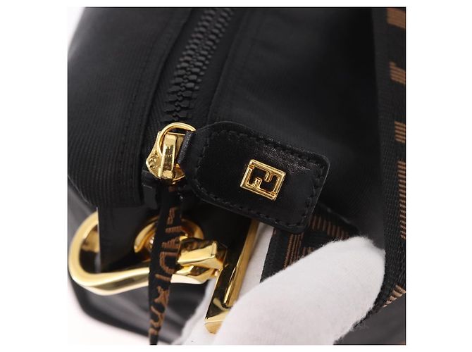 FENDI Shoulder Bag Canvas Black Gold - vista 11