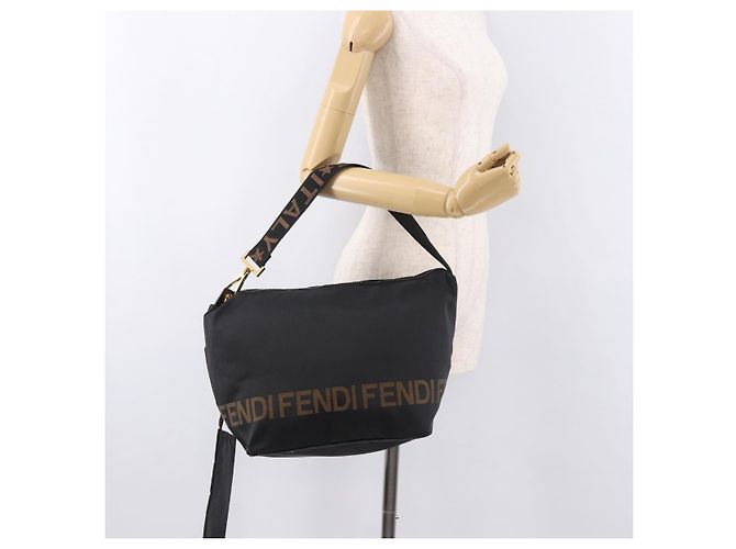 FENDI Shoulder Bag Canvas Black Gold - vista 26