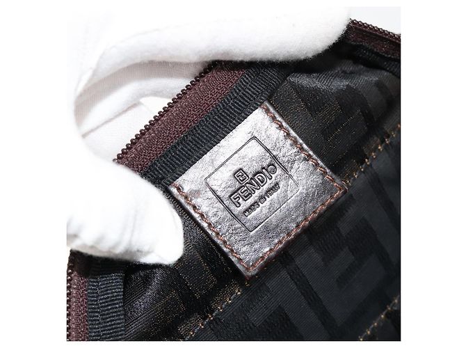FENDI Zucca Canvas Hand Bag Black Brown - vista 17
