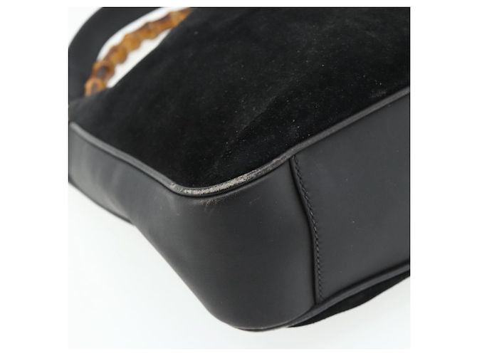 GUCCI Bamboo Hand Bag Suede 2way Black Gold 001 2113 1638 - vista 13